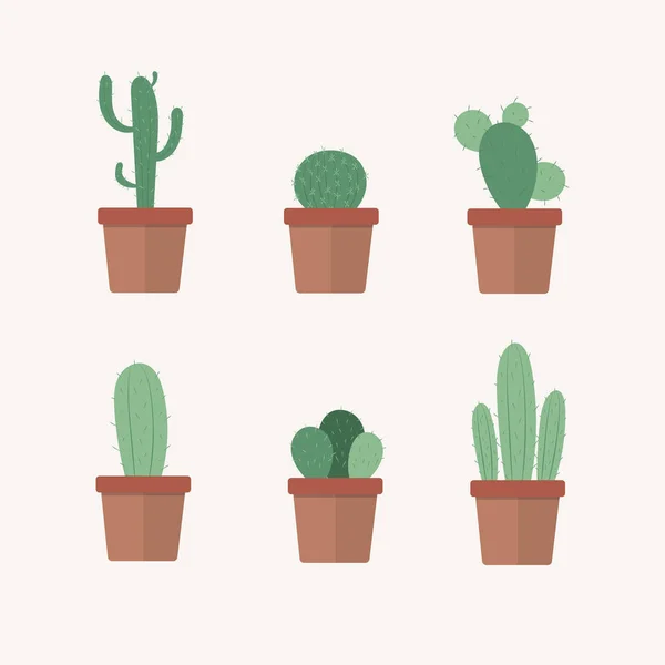 Ensemble de cactus vectoriels en pot — Image vectorielle