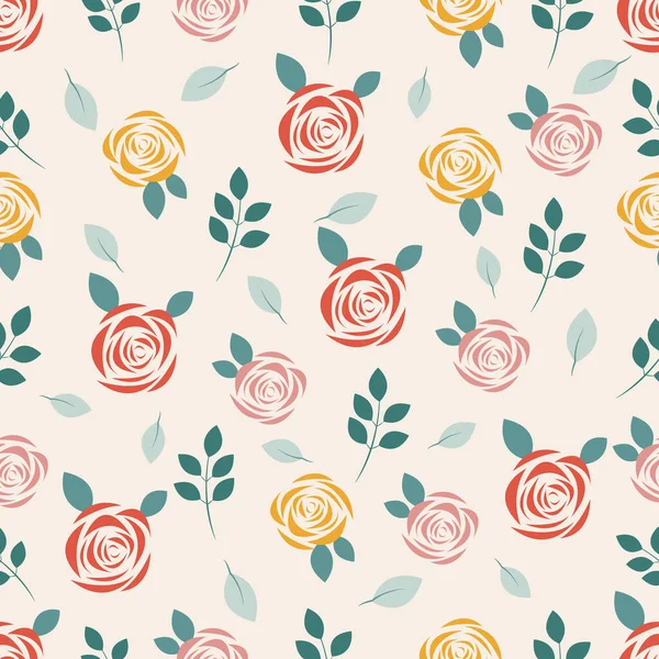Nahtloses Muster mit Rose auf pastellfarbenem Hintergrund. — Stockvektor