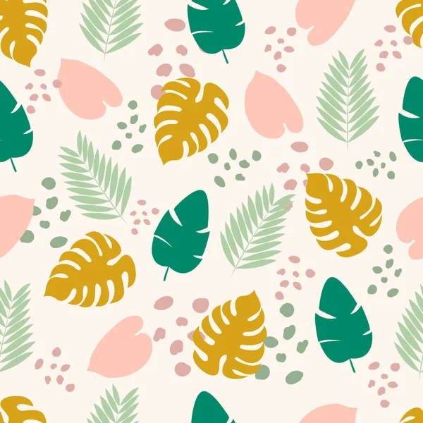 Modèle sans couture avec des feuilles tropicales — Image vectorielle