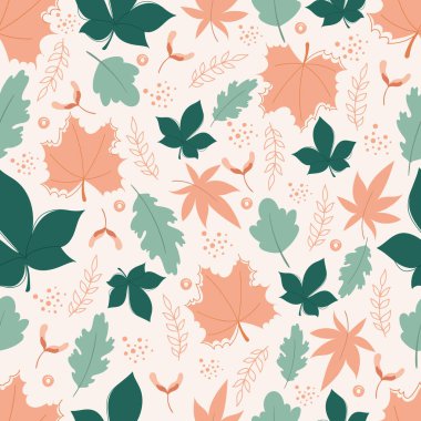 Sonbahar elementleriyle kusursuz desen. Yapraklı sonbahar arkaplanı.