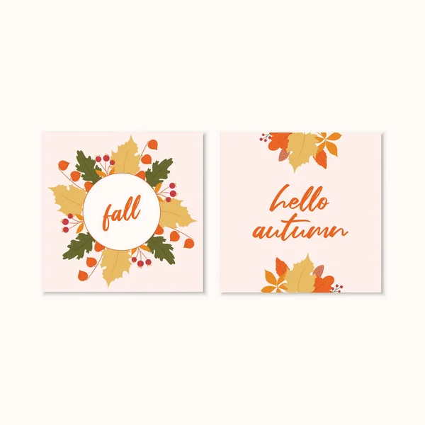 Autumn Card Template Thanksgiving Invitation Cards Autumn Leaves — Stock Vector