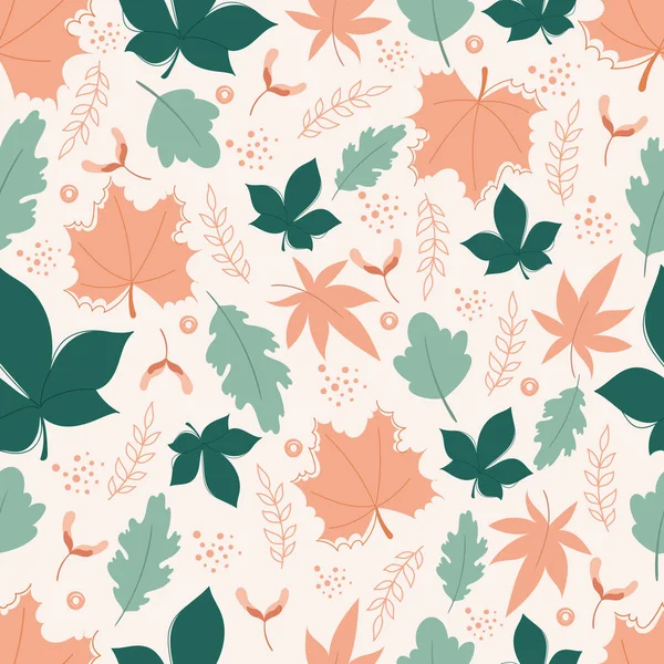 Seamless Pattern Autumn Elements Autumn Background Leaves — Stock Vector