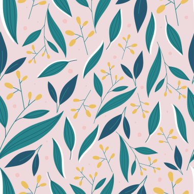 Pembe güllü modern botanik desenli. Çiçek arka planı