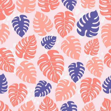 Kahverengi canavar yapraklı modern tropikal desenler. Tropik duvar kağıdı