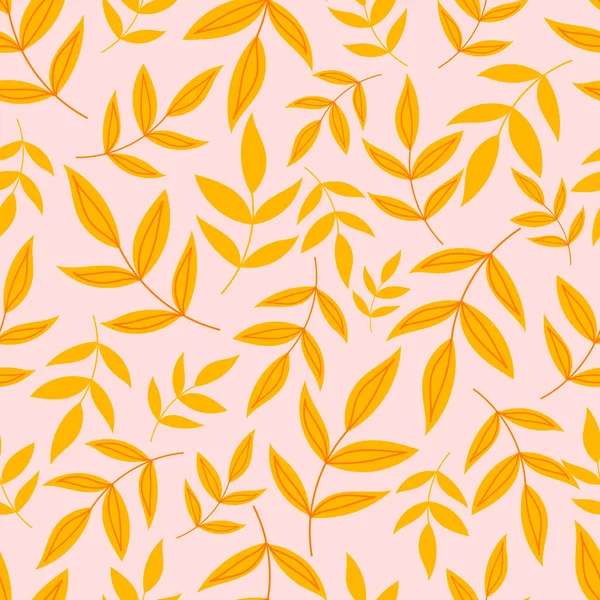 Современный Бесшовный Узор Осенними Оранжевыми Листьями Осенний Фон Листьями — стоковый вектор