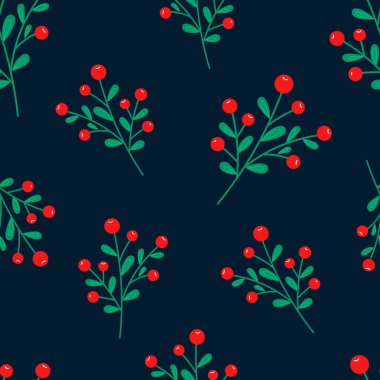 Pembe arka planda Noel deseni, Poinsettia çiçekleri, çam dalları ve böğürtlenlerle. arkaplan.