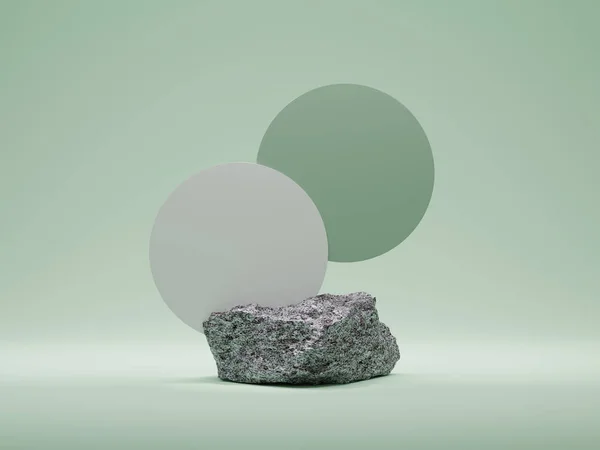 Stone Display Podio Sfondo Verde Pastello Con Spazio Copia Piedistallo — Foto Stock