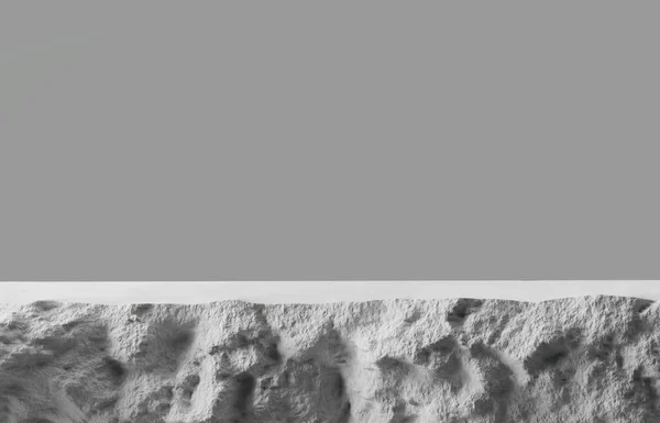 Exibição Pódio Pedra Branca Com Espaço Cópia Fundo Cinza Cosméticos — Fotografia de Stock