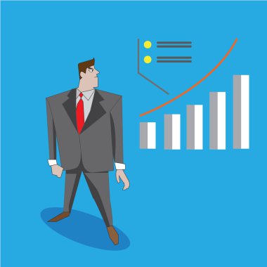 İşadamı başarılı çalışıyor. Yüksek verimlilikle.