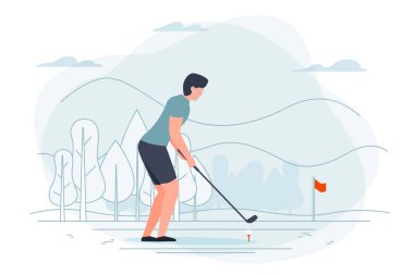 Vektör çizim - adam golf oynuyor. 