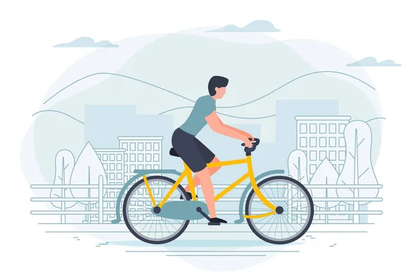 Plantilla de banner vectorial con hombre en bicicleta . — Vector de stock