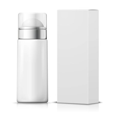 Kağıt kutusu ile 3D gerçekçi deodorant vektör. 