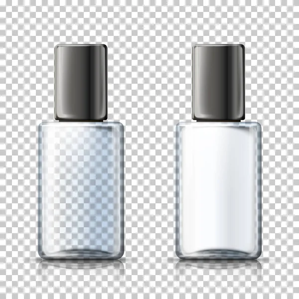格子縞の 3 d リアルな透明ボトルをベクトル bg — ストックベクタ