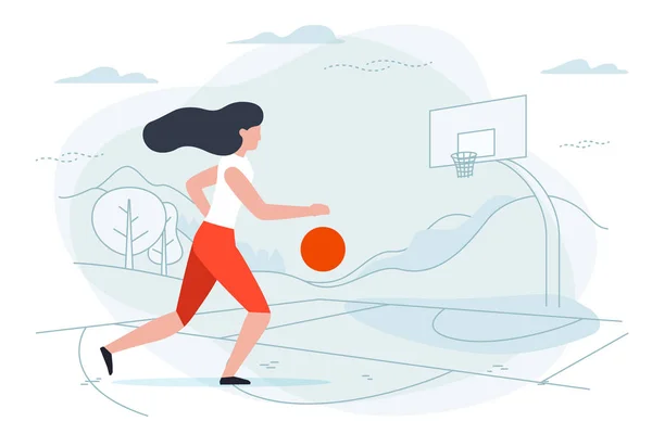 Ilustração vetorial - jogador de basquete menina . — Vetor de Stock