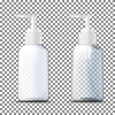 3D gerçekçi şeffaf plastik şişe vektör 