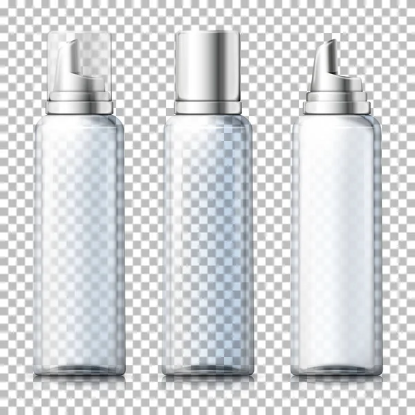 Vector set - 3d realistic transparent foam bottles — Stock Vector