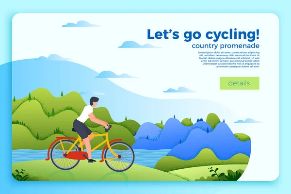 Wektor bicycle ride banner z człowiek na rowerze — Wektor stockowy