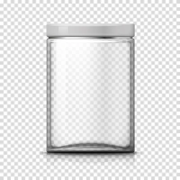 Vector 3d realistic big transparent glass jar — Stock Vector