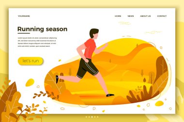 Vektör çizim - Park'ta koşan adam. 