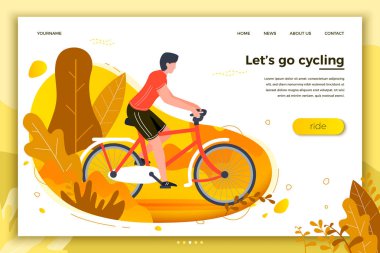 Vektör çizim - adam Park binicilik bisiklet