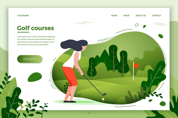 Ilustracja wektorowa - sportowcy girl gry w golfa. — Wektor stockowy