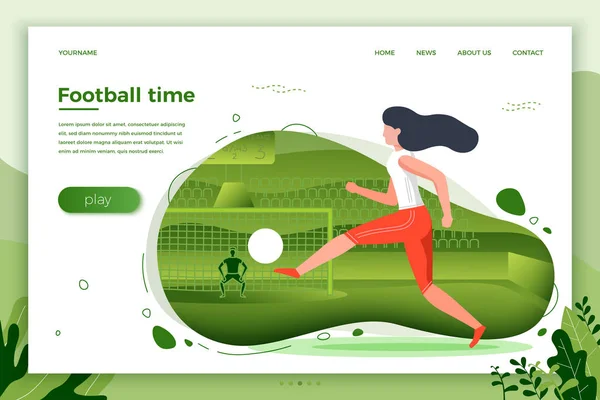 Векторная иллюстрация - девушка футболистка — стоковый вектор