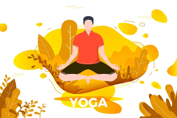 Ilustrație vectorială - omul în yoga pozează lotus — Vector de stoc
