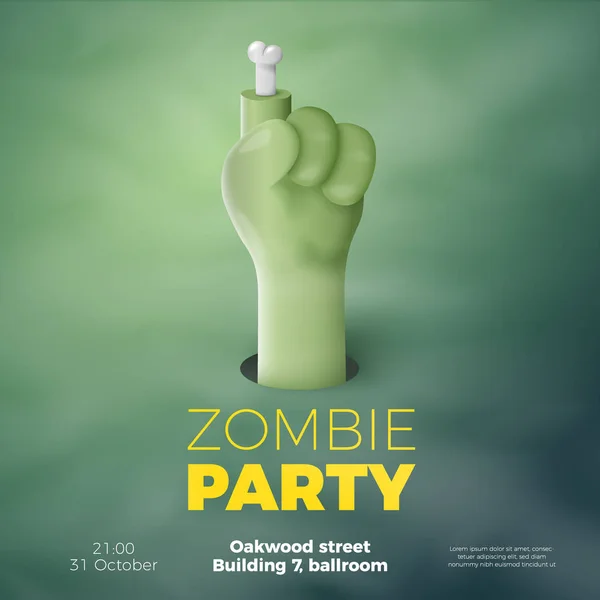 Vektorhalloween-Banner, Zombie-Einladungskonzept — Stockvektor