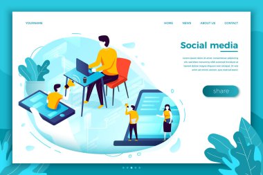 Vektör çizim, sosyal ağ reklam