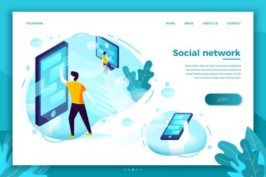 Vektör sosyal ağ bağlantıları, chat yapan insanlar