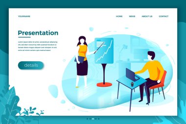 Vektör çizim - sunum ile kız