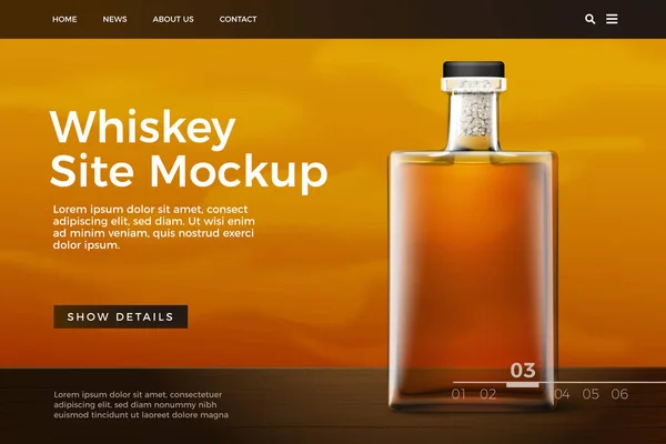 Vector glas whisky fles site template — Stockvector