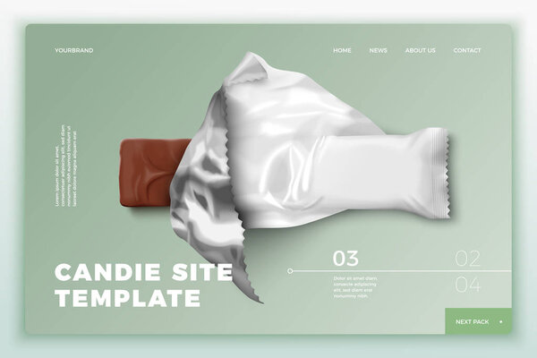 Векторные реалистичные 3D конфеты на сайте шаблон
 