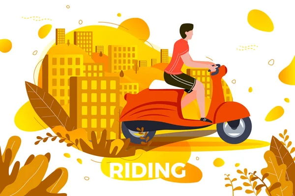 Ilustracja wektorowa - człowiek jazda na motocyklu. — Wektor stockowy