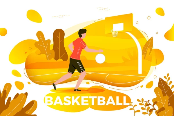 ベクトル イラスト、バスケット ボールをしてスポーティな男 — ストックベクタ