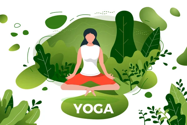 Vektor illustration-flicka i yoga Lotus pose. — Stock vektor