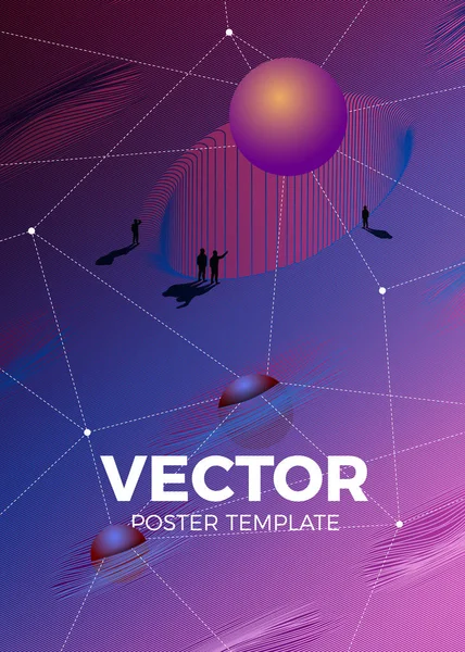 Plantilla de póster vectorial en estilo futurista retro de los 80 — Vector de stock