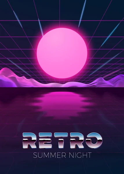 Plantilla de póster vectorial en estilo futurista retro de los 80 — Vector de stock