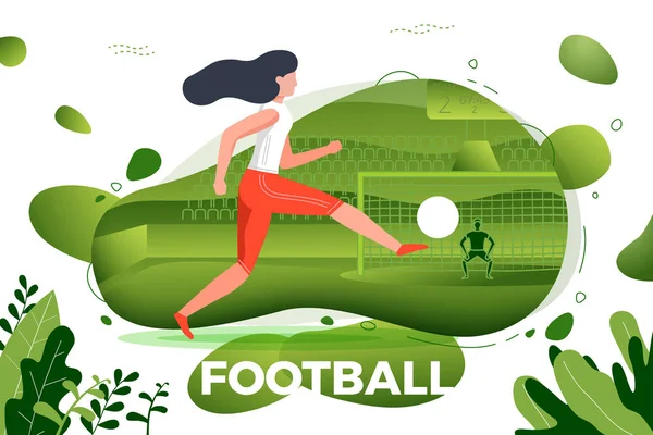 Vector illustration - girl football player — Stock Vector