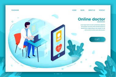 Vektör parlak online sağlık danışma şablonu
