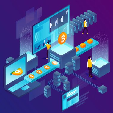 Vektör kavramı illüstrasyon kriptopara madenciliği