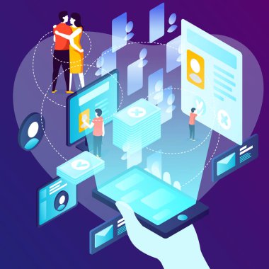 Vektör illüstrasyon - online dating uygulaması