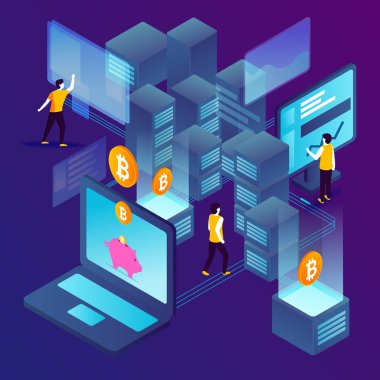 Vektör kavramı illüstrasyon kriptopara madenciliği