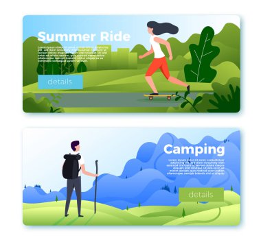 Haddeleme kız ve yürüyüş adam ile Vektör afiş