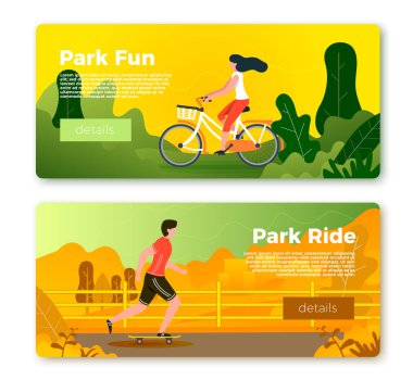 Bisiklet haddeleme adam ve kız ile Vektör afiş