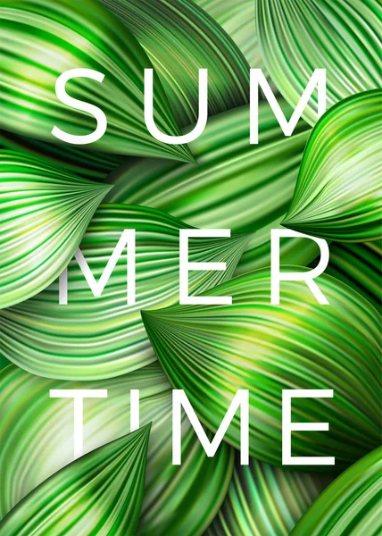 Vector summer time design, green leaves abstract — Stock Vector