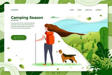 Vektör Illustration-sırt çantası ve köpek ile kız