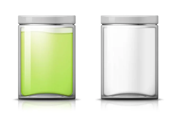 Vector glass jar with liquid gel inside, isolated — Stock Vector