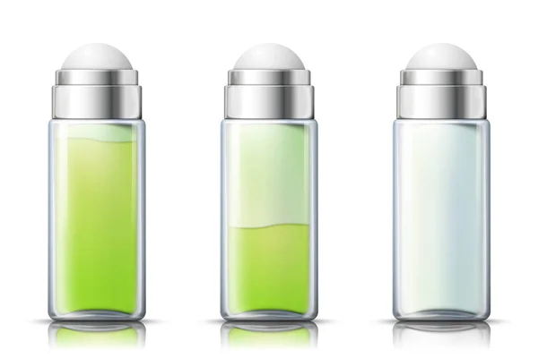 Vector realistische deodorant flessen met vloeibare gel — Stockvector