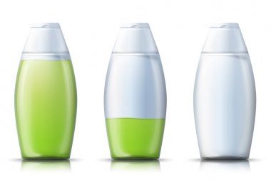 Sıvı jel ile vektör gerçekçi şampuan şişesi